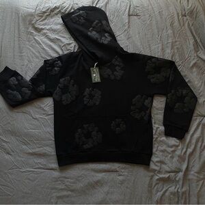 Black Hoodie with Floral Pattern